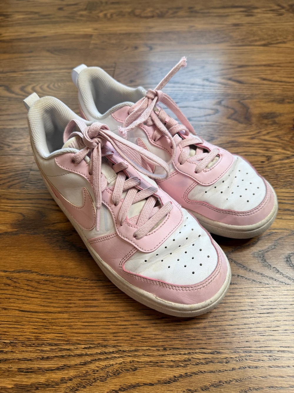 Nike Girls Court Borough Low Recraft Pink and White Athletic Sneakers Size 6Y
